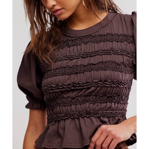 🆕 FREE PEOPLE Maxey Knit Top / French Chocolate - Picture 4 of 6